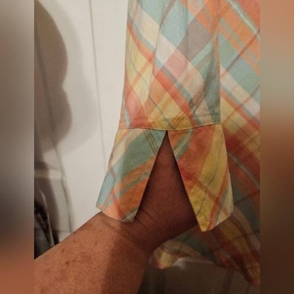 #305 LLBean- Orange or Purple V-Neck Plaid Tunic Tops- Sz. XL- - Picture 6 of 14